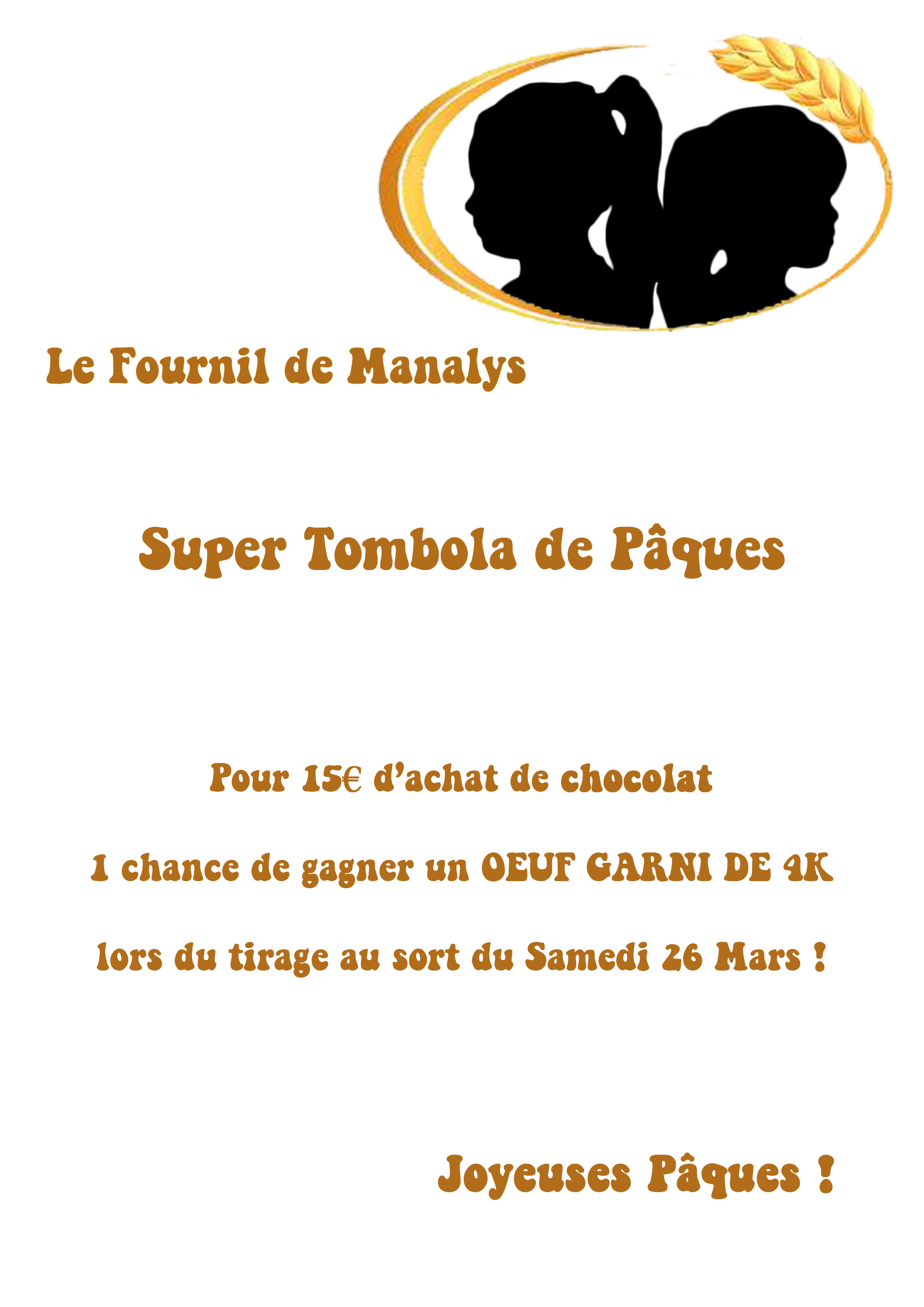 Affiche tombola transparente pour boulangerie - Le Fournil de Manalys