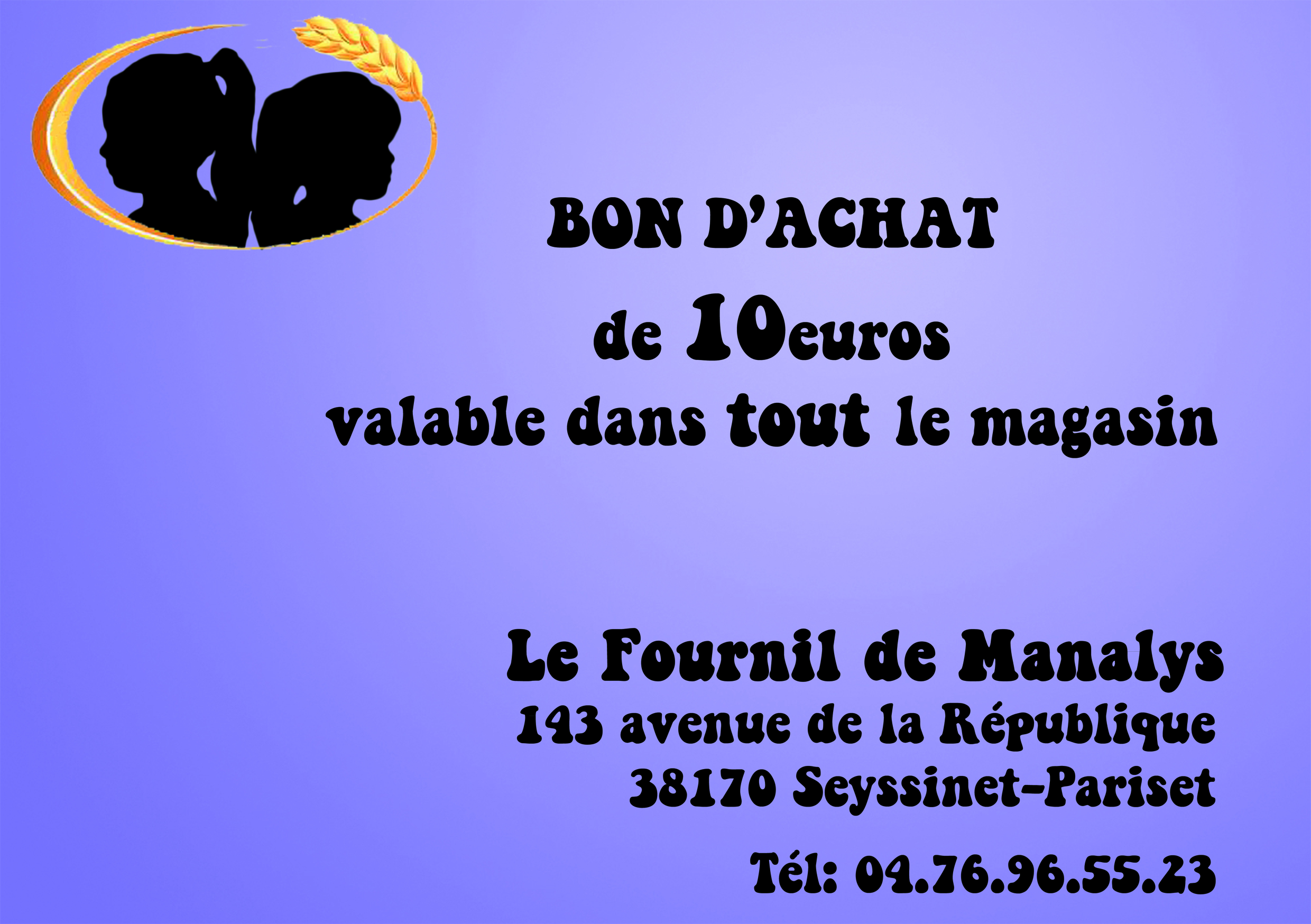 Bon de 10€ format carte de visite pour nouvelle boulangerie - Le Fournil de Manalys